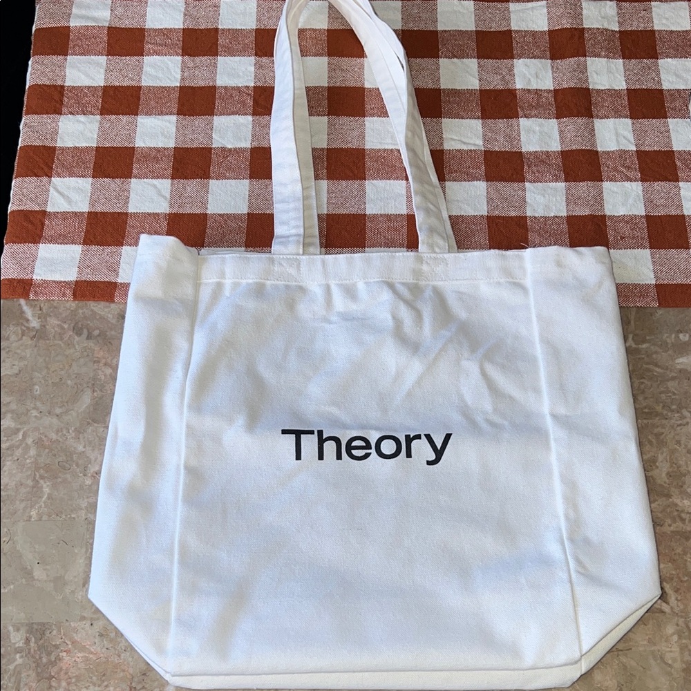 Theory Classic White Canvas Tote NWOT